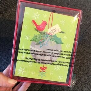 Box/20 Papyrus “Season’s Greetings” Cards + Envelopes, Red, Green, Birds